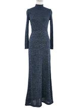 Dark Blue Lurex Knit Maxi Dress