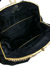 1940s Embellished Black Grosgrain Purse