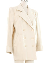 Yves Saint Laurent Ivory Wool Coat