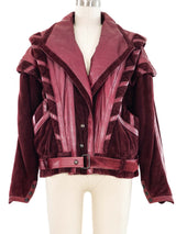 Bordeaux Leather and Suede Bomber Jacket Jacket arcadeshops.com