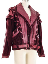 Bordeaux Leather and Suede Bomber Jacket Jacket arcadeshops.com