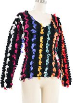 1980s Betsey Johnson Punk Label Bow Blouse