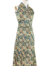 Metallic Floral Brocade Chinoiserie Gown Dress arcadeshops.com