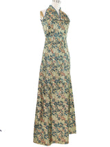Metallic Floral Brocade Chinoiserie Gown Dress arcadeshops.com