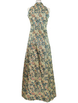 Metallic Floral Brocade Chinoiserie Gown Dress arcadeshops.com