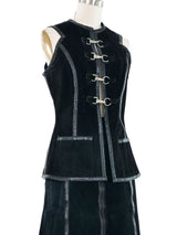Black Suede Jump Ring Skirt Ensemble