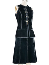 Black Suede Jump Ring Skirt Ensemble
