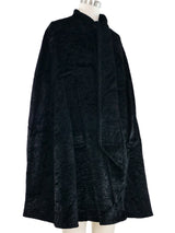 Black Textured Velvet Poncho