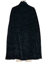 Black Textured Velvet Poncho