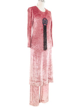 1960s Dusty Rose Velvet Tunic Ensemble