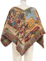 Fringe Trimmed Tapestry Cape Outerwear arcadeshops.com