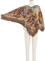 Fringe Trimmed Tapestry Cape Outerwear arcadeshops.com