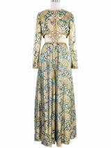 1960s Malcolm Starr Open Midriff Paisley Ensemble