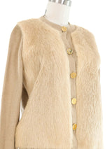1950s Roberta di Camerino Fur Trim Cream Cardigan Top arcadeshops.com
