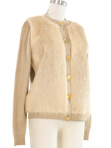 1950s Roberta di Camerino Fur Trim Cream Cardigan Top arcadeshops.com