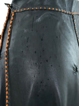 Fringe Trimmed Black Leather Culottes