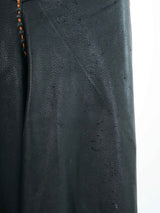 Fringe Trimmed Black Leather Culottes