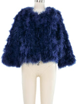 Blue Marabou Feather Cropped Jacket