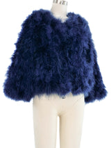Blue Marabou Feather Cropped Jacket