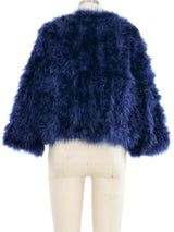 Blue Marabou Feather Cropped Jacket