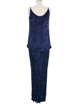 Patricia Lester Sapphire Plisse Silk Ensemble