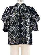 Zandra Rhodes Metallic Painted Plisse Jacket