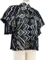 Zandra Rhodes Metallic Painted Plisse Jacket