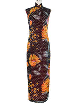 Metallic Jacquard Floral Cheongsam Dress arcadeshops.com