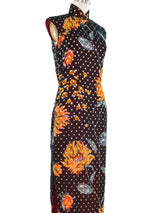 Metallic Jacquard Floral Cheongsam Dress arcadeshops.com