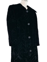 Black Burnout Velvet Coat Outerwear arcadeshops.com