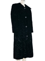 Black Burnout Velvet Coat Outerwear arcadeshops.com