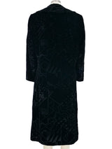 Black Burnout Velvet Coat Outerwear arcadeshops.com