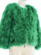 Green Marabou Feather Cropped Jacket