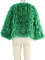 Green Marabou Feather Cropped Jacket