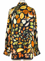 Hermes Tourbillon Swirling Leaf Print Silk Top Top arcadeshops.com
