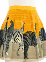 Zebra Print Pleated Mini Skirt Bottom arcadeshops.com