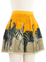 Zebra Print Pleated Mini Skirt Bottom arcadeshops.com