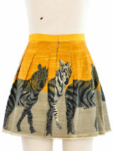 Zebra Print Pleated Mini Skirt Bottom arcadeshops.com
