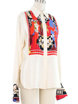 1980s Hermes Scarf Print Tuxedo Top Top arcadeshops.com