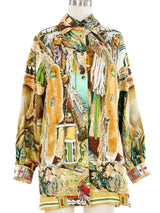 1992 Hermes Les Cheyennes Print Silk Top Top arcadeshops.com