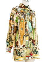 1992 Hermes Les Cheyennes Print Silk Top Top arcadeshops.com