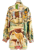 1992 Hermes Les Cheyennes Print Silk Top Top arcadeshops.com