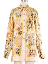Hermes Concerto Print Blouse Top arcadeshops.com
