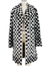 2019 Celine Studded Checkered Fur Coat