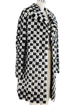 2019 Celine Studded Checkered Fur Coat