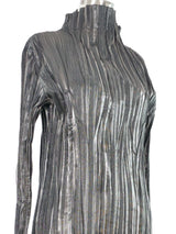 Issey Miyake Metallic Gray Mock Neck Top Top arcadeshops.com
