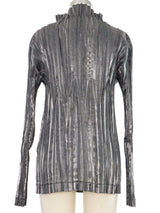 Issey Miyake Metallic Gray Mock Neck Top Top arcadeshops.com