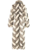 Christian Dior Gray and White Chevron Fur Coat