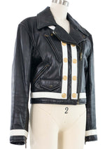 Moschino Black and White Leather Moto Jacket