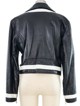 Moschino Black and White Leather Moto Jacket